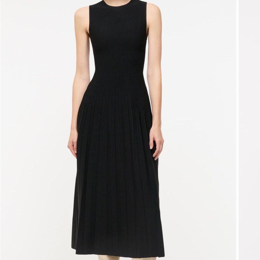 STAUD Elyse Pleated Sleeveless Knit Maxi Dress